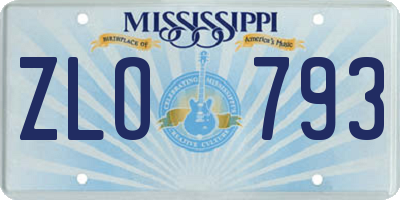MS license plate ZLO793