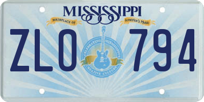 MS license plate ZLO794