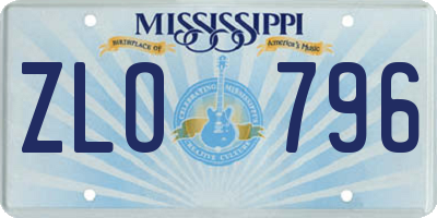 MS license plate ZLO796