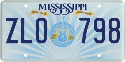 MS license plate ZLO798