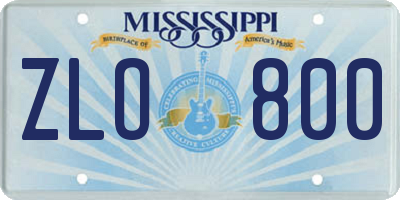 MS license plate ZLO800
