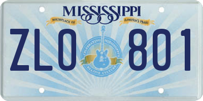 MS license plate ZLO801