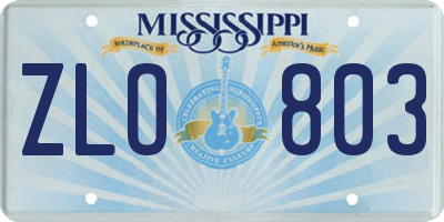 MS license plate ZLO803