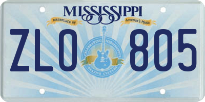 MS license plate ZLO805