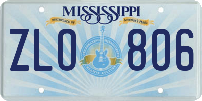 MS license plate ZLO806