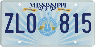 MS license plate ZLO815