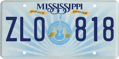 MS license plate ZLO818