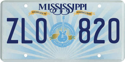 MS license plate ZLO820