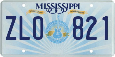 MS license plate ZLO821