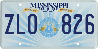 MS license plate ZLO826