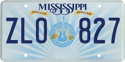 MS license plate ZLO827
