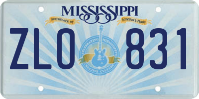 MS license plate ZLO831