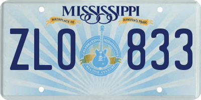 MS license plate ZLO833