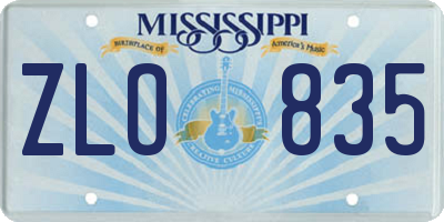 MS license plate ZLO835