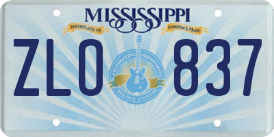 MS license plate ZLO837