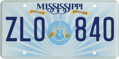 MS license plate ZLO840