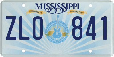 MS license plate ZLO841