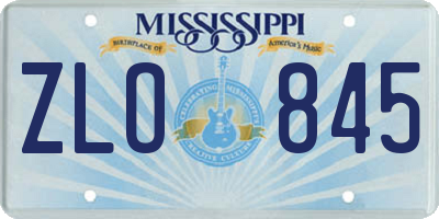 MS license plate ZLO845