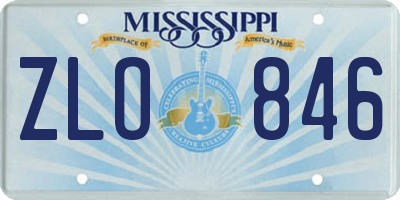MS license plate ZLO846