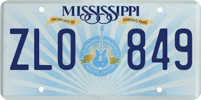 MS license plate ZLO849