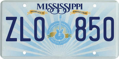 MS license plate ZLO850