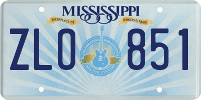 MS license plate ZLO851