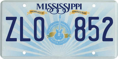 MS license plate ZLO852