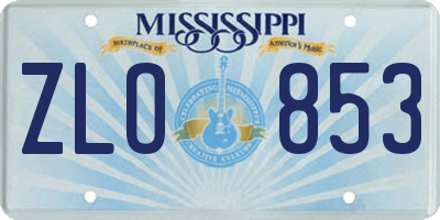 MS license plate ZLO853