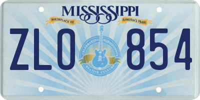 MS license plate ZLO854