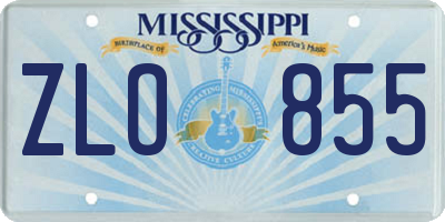 MS license plate ZLO855