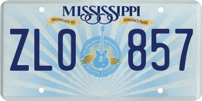 MS license plate ZLO857