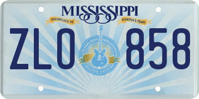 MS license plate ZLO858