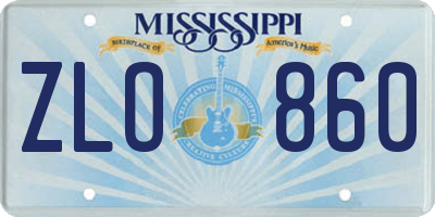 MS license plate ZLO860