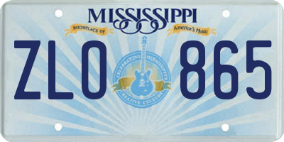 MS license plate ZLO865