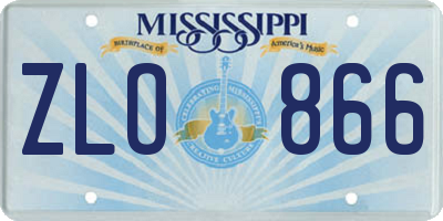 MS license plate ZLO866