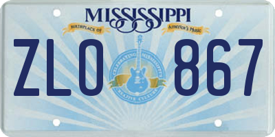MS license plate ZLO867
