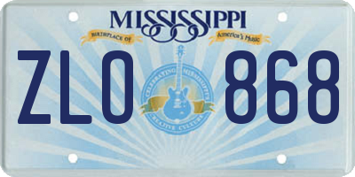 MS license plate ZLO868