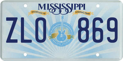 MS license plate ZLO869