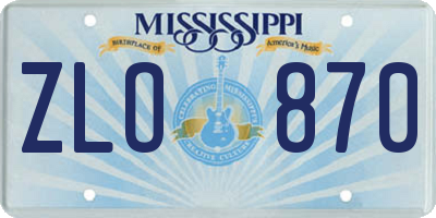 MS license plate ZLO870