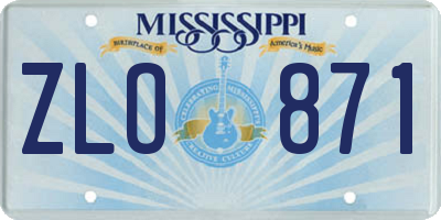 MS license plate ZLO871
