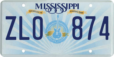 MS license plate ZLO874