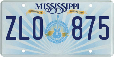 MS license plate ZLO875