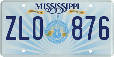 MS license plate ZLO876