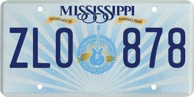 MS license plate ZLO878