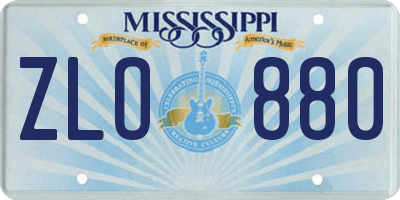 MS license plate ZLO880
