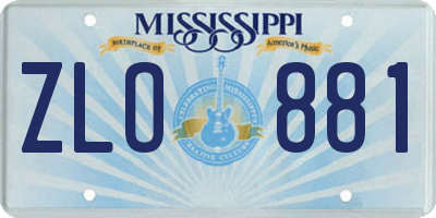 MS license plate ZLO881