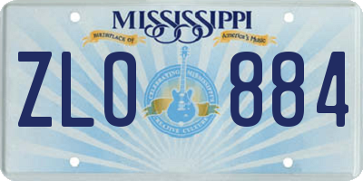 MS license plate ZLO884