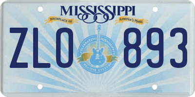 MS license plate ZLO893