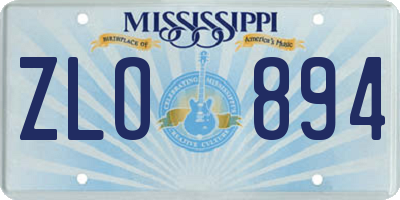 MS license plate ZLO894