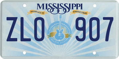 MS license plate ZLO907